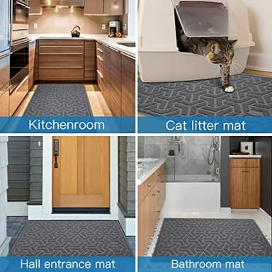 UPSKY Cat Litter Mat, Litter Trapping Mat Soft on Kitty Paws, Large Litter Box Mat 35" x 24" Scatter Control for Cat Litter, Waterproof and Extra Large Litter Box Carpet - Image 6