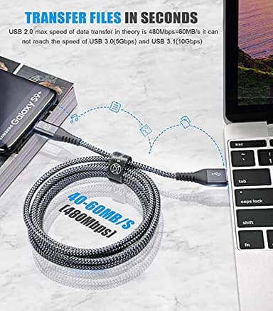 sweguard USB Type C Charger Cable [3-Pack,10ft+6.6ft+3.3ft] iPhone 15 Charger Nylon Braided Cord for iPhone 15 Pro Max Samsung Galaxy S23 S22 S21 S20 S10 S9 Note 20 10 Flip A53 A54 Pixel LG Moto PS5 - Image 5