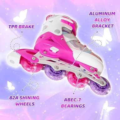 MammyGol Inline Skates for Girls Kids, 4 Size Adjustable Butterfly Roller Skates with Vibrant Colors Flashing Wheels, Skates Indoor Outdoor for Beginners Women Lady - Image 5