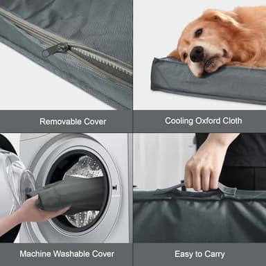 Tail Stories Outdoor Extra Large Dog Bed, Waterproof Dog Bed for Large Dogs, Egg Crate Foam XL Pet Bed with Removable Washable Oxford Cooling Cover, Grey - Image 3