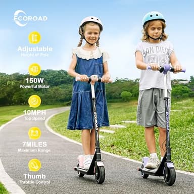 ECOROAD EK6 Kids Electric Scooter for 6-12, 3/6/10mph Speeds for Ultimate Comfort, Adjustable Height Electric Scooter, 150W & Dual Brake Safety, for Growing Adventurers（Rider:3.9-5.2 ft） - Image 2