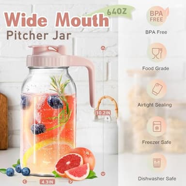 Mason Jar with Pour Spout Lid V-shaped, 2 Quart Iced Tea Pitcher Double Leak Proof, 64 oz Drink Pitcher for Breastmilk, Sun Tea, Juice, Coffee Creamer - Image 6