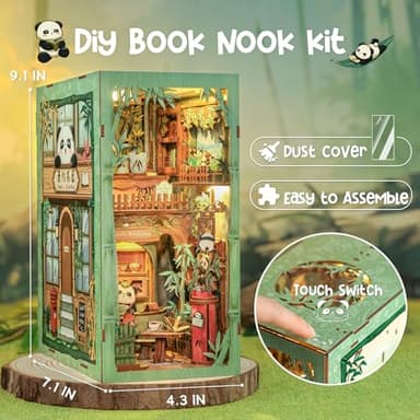 CUTEBEE Book Nook Kit - DIY Miniature House Dollhouse Kit for Adult and Teens, Booknook Bookshelf Decor Alley Model Build with LED Light, Gifts for Family and Friends - Image 5