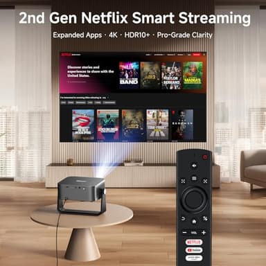 [1200 ANSI/Auto Focus & Keystone/Built-in APPs] 4K Outdoor Projector with Wifi and Bluetooth, Smart Portable Proyector with Built in Apps Netflix/YouTube/PrimeVideo & Dolby, Home Theater with HDR10+ - Image 2