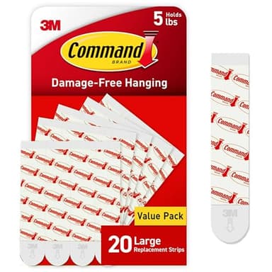 Command Damage Free Hanging Strips for Large Wall Hooks, Removable Adhesive, No Tools, 20 White Strips - Image 1