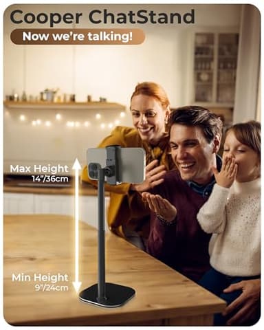COOPER ChatStand, Adjustable Cell Phone Stand for Desk, Phone Stand for Recording, iPhone Holder for Filming, Small Tripod for iPhone, Fits Samsung, Android Smartphones - Night Black - Image 2