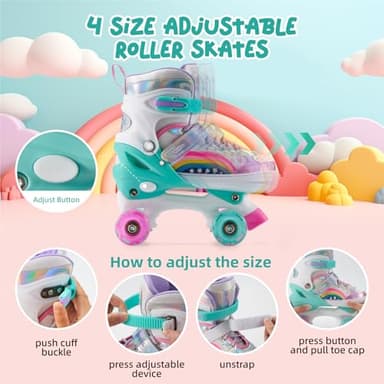 SHDSL Girls Roller Skates 4 Size Adjustable Kids Roller Skates for Girls, Purple Pink Roller Skate for Boys Toddlers, Beginner Kids Roller Skate Indoor Outdoor Sports - Image 4