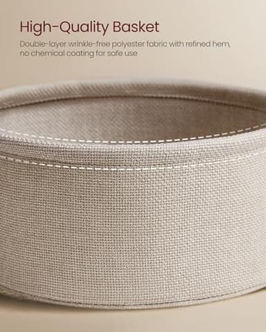 VASAGLE LILEA Collection - Side Table with Charging Station, Round End Table with Fabric Basket, Nightstand with USB Ports, for Living Room, Bedroom, Modern, Matte White and Camel Brown ULET228W01 - Image 7