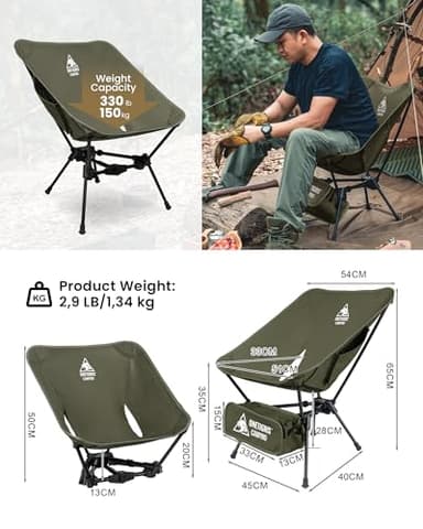 ONETIGRIS Tigerblade Camping Chair, Lightweight Folding Backpacking Hiking Chair, Compact Portable 330 lbs Capacity - Image 3
