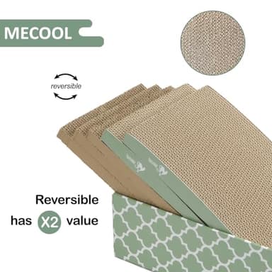 MECOOL Cat Scratching Board，5PC Cat Scratch Pad with Box，Reversible Corrugated Cat Scratcher Cardboard and Lounge Bed for Indoor Cats, Catnip - Image 4