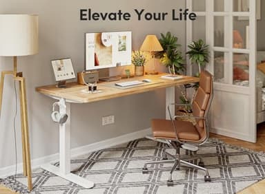 FEZIBO 55 x 24 Inchs Electric Standing Desk, Height Adjustable, Sit Stand Up, Computer Office Desk with Splice Board, White Frame/Maple Top - Image 3