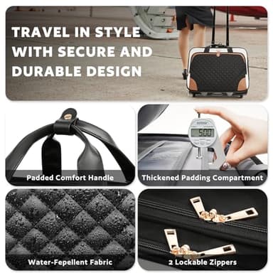 Arcoyard Rolling Laptop Bag, Rolling Briefcase for Women with Waterproof Pocket, 17.3 Inch Computer Bag, Underseat Carry On Luggage with Wheels for Work Travel Business, Lightweight Beige Brown - Image 5