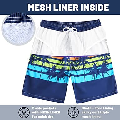 KAILUA SURF Mens Swim Trunks Long, Quick Dry Boardshorts, 9 Inches Inseam Bathing Suits with Mesh Lining - Image 6