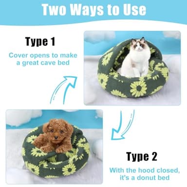 Dog Beds for Small Dogs, Cat Bed Cave, Washable Cute Cat Bed, Cozy Nook Pet Bed for Dogs or Cats, Anti-Slip Puppy Bed Fits up to 12 lbs Pets(Yellow, 20" x 20") - Image 2