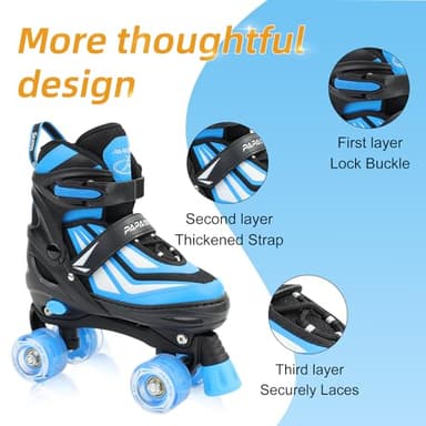 PAPAISON Kids Roller Skates for Boys Girls, 4 Size Adjustable Rollerskates with Light Up Wheels for Kids Ages 4-12 - Image 4