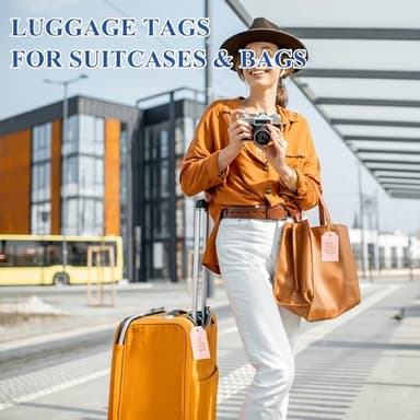 Luggage Tag & Personalized Luggage Tags for Suitcases Leather Bag Tags for Backpacks Handbag School Instrument with Name ID Label Travel Essentials, Unique Fun Pink Baggage Tags 2 Pack - Image 6