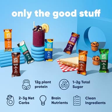 IQBAR Brain and Body Plant Protein Bars - 7 Bar Sampler Pack - Gluten Free, High Fiber, Vegan Snacks - Low Sugar Meal Replacement - Image 4