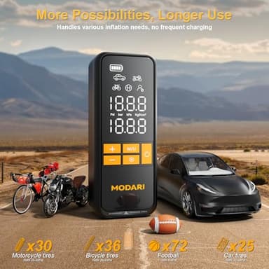 MODARI Tire Inflator Portable Air Compressor, 5X Faster 160 PSI Portable Tire Inflator for Car with Carrying Case, Built-in Magnetic Storage, Auto Shut-Off Cordless Air Pump for Car Tires, SUV, Truck - Image 5