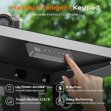 Huuger Dual Motor Electric Standing Desk Frame, Sit Stand up Desk Leg for 47.2” to 86.6” Desktop, Computer Desk Leg with Cable Tray, 3 Memory Height Presets, 2 Hooks, Black Frame Only - Image 6