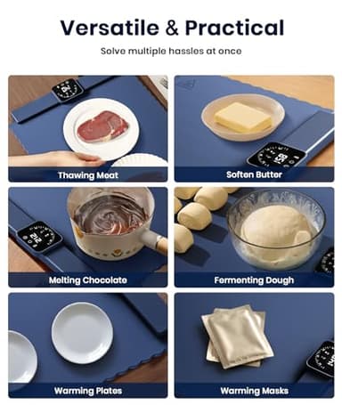 Relixcozy Food Warming Mat for Food, Electric Warming Tray with 5 Temp-Settings to Keep Food Warm at Party, Foldable Heating Pad for Food – Easy Storage, Silicone Food Warming Pad, Easy to Clean - Image 6