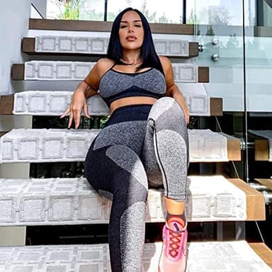 OLCHEE Women’s Workout Sets 2 Piece - Seamless Yoga Leggings and Cross-Strap Sports Bra Gym Outfits Activewear Matching Set - Black Large - Image 3