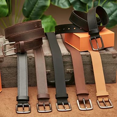 VATAN Men's Genuine Leather Casual Every Day Jeans Belts, Handmade Men Leather Belt with Gift Box, 36 (Fit Waist 34) - Image 7