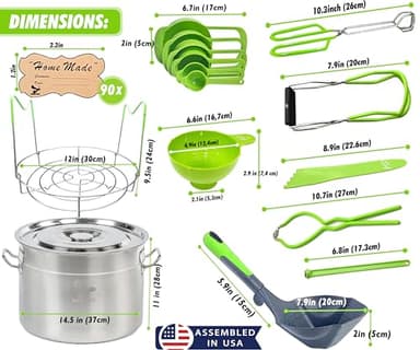 Supa Ant 24 Qt. Stainless Steel Water Bath Canning Pot with Canning Supplies Starter Kit - Canning Rack,Food Grade Canning Ladle, Measuring Cups,Funnel,Tongs,Jar Lifter & Wrench,Lid Lifter, 90x Labels - Image 5
