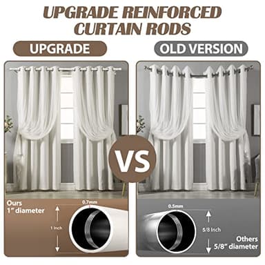 YeYeBest Double Curtain Rods 28 to 48 Inch, Metal Extendable Double Drapery Rod Set for Windows, White - Image 3