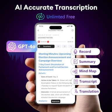 Tophorse AI Voice Recorder, Free Transcribe & Summarize with AI Technology, Digital Voice Recorder w/Case, App Control, Support 101 Languages, 64GB Memory, Voice Recorder for Meetings, Calls, Black - Image 2