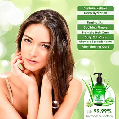BIGHTURE Aloe Vera Gel for Face - Organic Aloe Vera Gel from 100 Percent Pure Aloe Vera Use to Skin Sunburn Relieve, Soothing and Firming - Image 7
