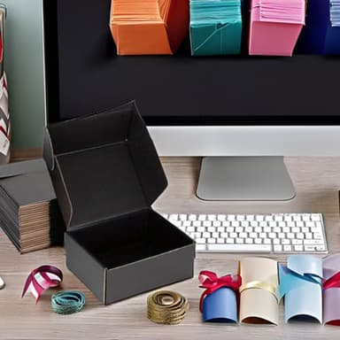 DUZCLI Small Shipping Boxes 8x6x3 Inch (25 Pack) - Sturdy Black Corrugated Cardboard Boxes for Small Business, Ecommerce, Mailing & Packaging | Recyclable Gift & Storage Boxes - Image 6