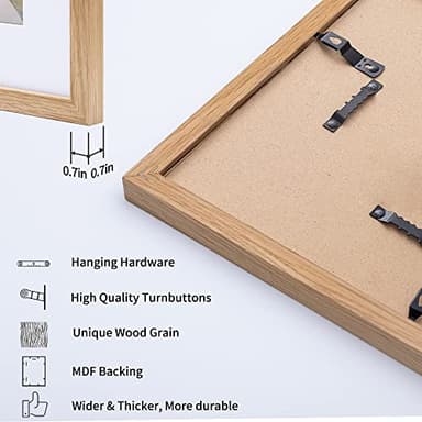 Axeman 18x24 Poster Frame with Mat for 16x20, Solid Oak Wood Picture Frame with Tempered Glass, Wooden 18''x24'' Minimalist Photo Frame with Free Wall Hooks for Art Photo and Prints, Natural - Image 6