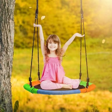 Sorbus 24" Saucer Tree Swing for Kids- 220lbs Outdoor Swing Fun- Tree Glider Therapy Swing-Durable Multi-Strand Adjustable Ropes Swing Seat- Trampoline Net Swing for Indoor/Outdoor, Accessory Included - Image 6
