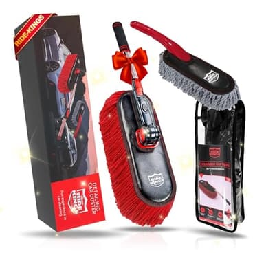 RIDE KINGS Car Duster Exterior Scratch Free, Extendable Handle, Detail Brush Kit for Vehicles, Wax Cotton Fabric, Waterless Wash Treatments，Car Care Equipment，Gifts for Men Women - Image 1