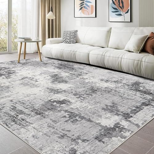 TARANCH Washable Rug 8x10 Area Rugs for Living Room: Modern Abstract Neutral Soft Large Rug for Bedroom Dining Room Under Kitchen Table Home Office Decor - Grey - Image 1