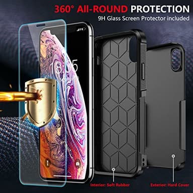 SPIDERCASE for iPhone Xs Max Case, [10 FT Military Grade Drop Protection] [Non-Slip] [2 pcs Tempered Glass Screen Protector] Shockproof Airbag Cushion Protective Case for iPhone Xs Max 6.5” (Black) - Image 6