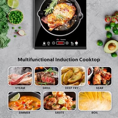 Portable Induction Cooktop, iSiLER 1800W Sensor Touch Electric Induction Cooker Hot Plate with Kids Safety Lock, 6.7" Heating Coil, 18 Power 17 Temperature Setting Countertop Burner with Timer - Image 3