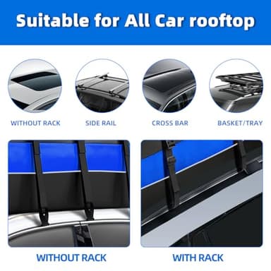 Car Rooftop Cargo Carrier Bag, 15 Cubic Feet Waterproof Car Luggage Roof Carrier for top of All Vehicle, Including Anti-Slip Mat, Storage Bag, 6 Door Hooks, Luggage Lock - Image 5
