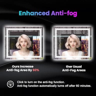 Snowdool LED Mirror for Bathroom, 55"X36" with 8 RGB Backlit +3 Front Lit (Adjustable Individually), Anti-Fog, Large Lighted Bathroom Vanity Mirror for Wall,Shatterproof,Memory Function,Tempered Glass - Image 5