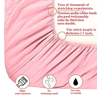 NTBAY Toddler Bedding Set - 4 Piece Soft and Breathable Crib Bedding Set for Boys and Girls, Includes Quilted Comforter, Fitted Sheet, Flat Top Sheet and Envelope Pillowcase, Pink - Image 5