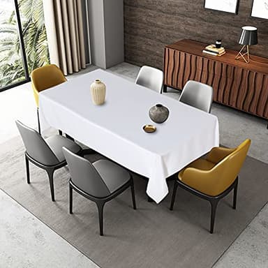 Fitable Rectangle Tablecloth Stain and Wrinkle Resistant Washable Polyester Table Cloth for Buffet Parties and Camping (60x84 inch, White) - Image 3