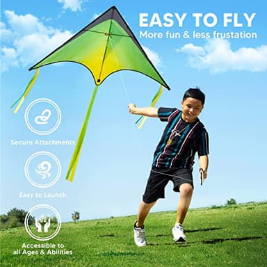 JOYIN 3 Packs Large Delta Kite Red, Green and Purple, Easy to Fly Huge for Kids and Adults with 262.5ft String, Large Delta Beach Kite for Outdoor Games and Activities - Image 3