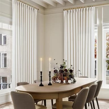 TWODRAPES Pinch Pleated Extra Wide Curtain Panels 96 Inches Long 70 Wide Linen Curtain for Patio Sliding Glass Door Semi Sheer Cream Hooks Rings Privacy 96 Inch Length for Living Room 70x96 1 Panel - Image 7