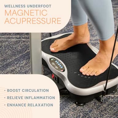 Lifepro TrimLite Vibration Plate Exercise Machine with Handlebars – Whole Body Vibration Platform for Lymphatic Drainage & Weight Loss – 99 Speed Levels, Bluetooth Speaker, Resistance Bands & Remote - Image 3