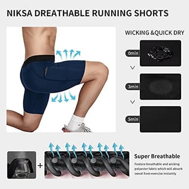 Niksa Compression Shorts Men 2/3 Pack, Compression Underwear for Men Athletic Shorts, Running Workout Fitness Shorts - Image 5