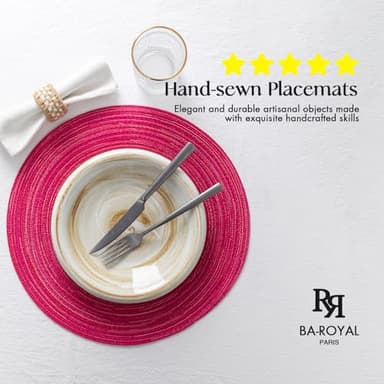 Round Placemats Set of 6 Woven Placemats Washable Braided Table Mats for Dining Table Heat Resistant Non-Slip Circle Place Mats(Pink) - Image 2