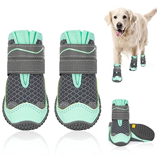 SlowTon Dog Shoes for Large Small Medium Dogs - Breathable Dog Boots for Summer Hot Pavement, Paw Protector for Outdoor Walking Winter Snow, Anti-Slip Rubber Dog Booties for Hardwood Floor (GR, 5) - Image 1