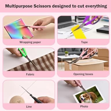 Scissors, Rkqoa 8" Adult Scissors All Purpose 6 Pack - Comfort-Grip Sharp Shears for Office School Sewing Fabric Craft Art Supplies, Teacher/Class Everyday Use, Right/Left Handles - Image 7