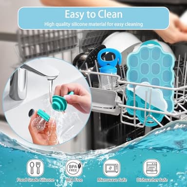 Tohecu Silicone Baby Food Teether Feeder with Breastmilk Popsicle Molds Combo, BPA Free Fruit Food Feeder Pacifier, Teething Popsicle for Baby 4m+, 3 Sizes Food Pouches Included - Image 7