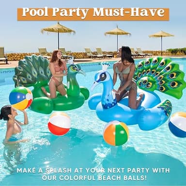 JOYIN 4-Pack 20" Beach Balls - Large Rainbow Beach Ball Inflatable Pool Toys for Party Supplies Decorations, Adults Kids Birthday Luau Summer Beach Water Games Beachball Party Favors - Image 7